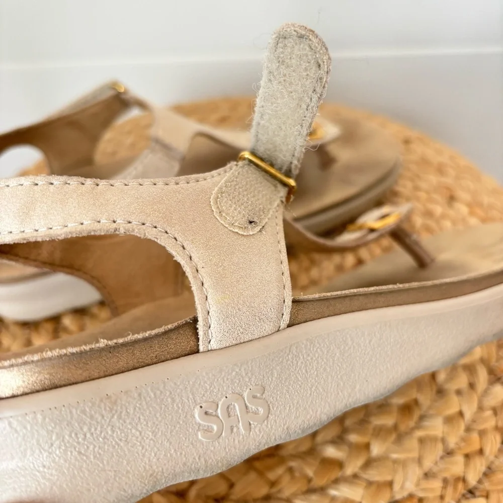 SAS Women's Marina Soft Gold Breathable Comfort Sandal Size 6.5